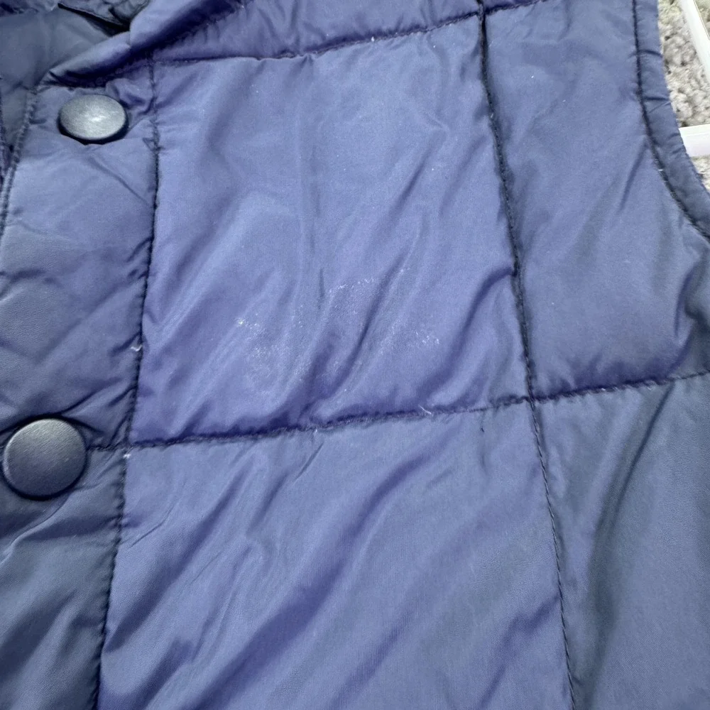 Lands' End Vest Kids S 4 Blue Quilted Down Puffer Snap Front Winter Nylon
